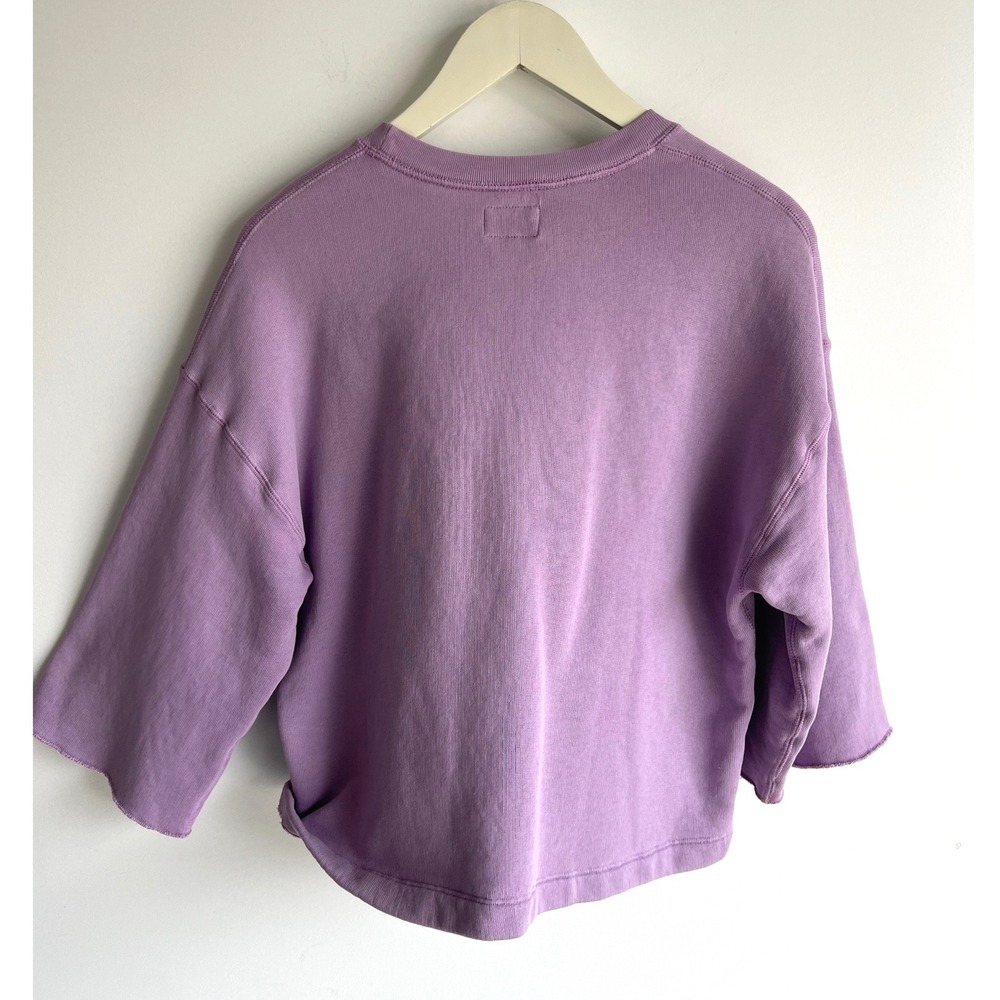 Bellerose Lavender Cotton Boxy Cropped Sweatshirt Wide Sleeve Size 1 Purple - Picture 8 of 10